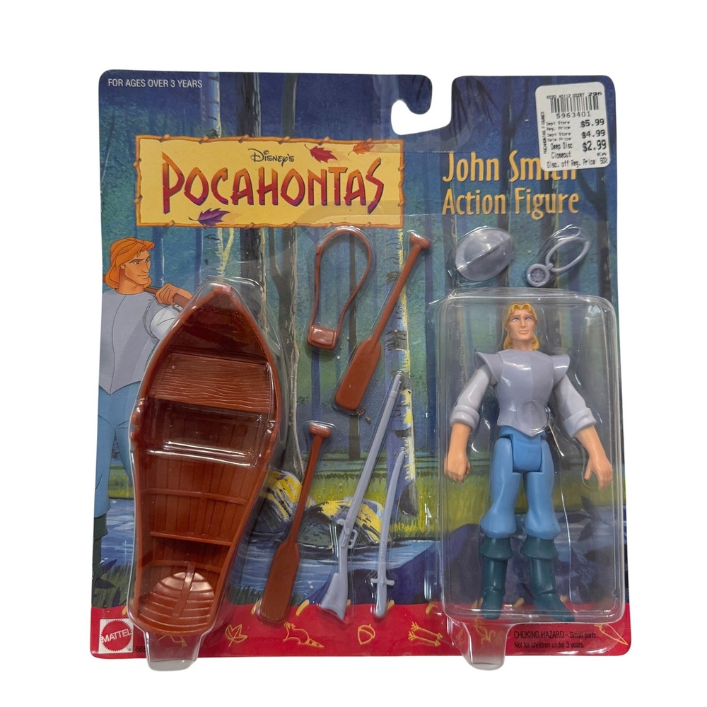 Vintage 1995 NIB Sealed Disney Mattel Pocahontas John Smith Action Figure Toy